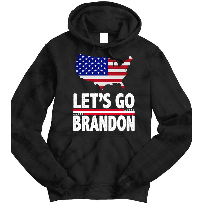 Let's Go Brandon USA American Flag Map Tie Dye Hoodie