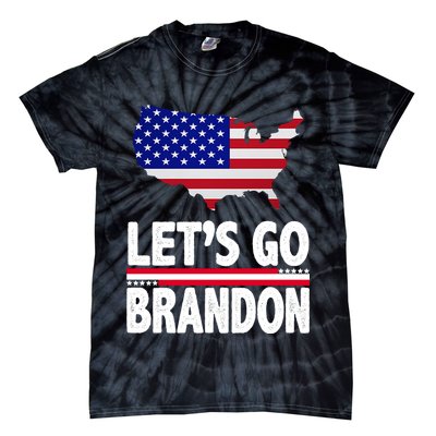 Let's Go Brandon USA American Flag Map Tie-Dye T-Shirt