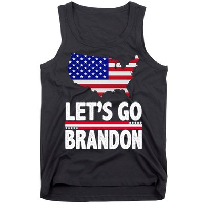 Let's Go Brandon USA American Flag Map Tank Top