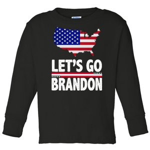 Let's Go Brandon USA American Flag Map Toddler Long Sleeve Shirt