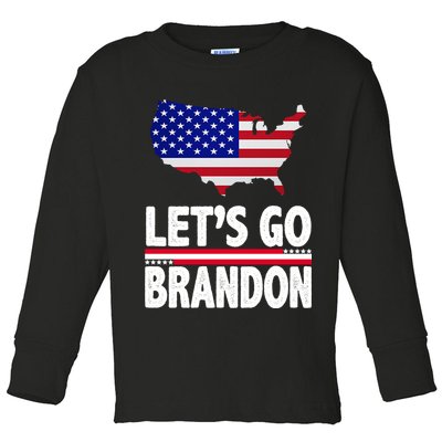Let's Go Brandon USA American Flag Map Toddler Long Sleeve Shirt