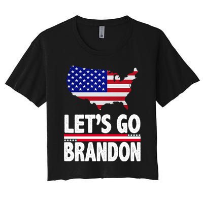 Let's Go Brandon USA American Flag Map Crop Top