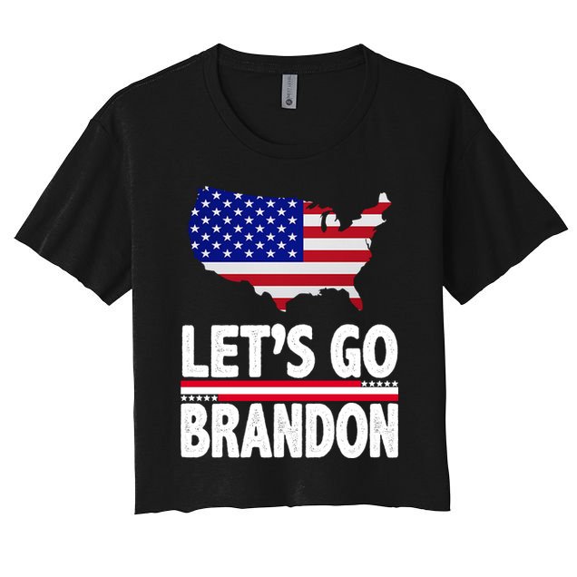 Let's Go Brandon USA American Flag Map Crop Top