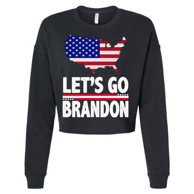 Let's Go Brandon USA American Flag Map Cropped Pullover Crew