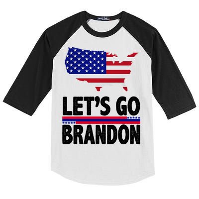 Let's Go Brandon USA American Flag Map Kids Colorblock Raglan Jersey
