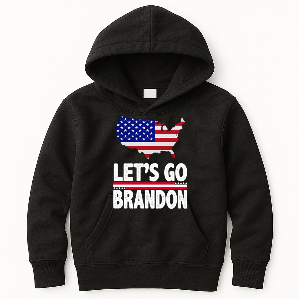 Let's Go Brandon USA American Flag Map Kids Hoodie