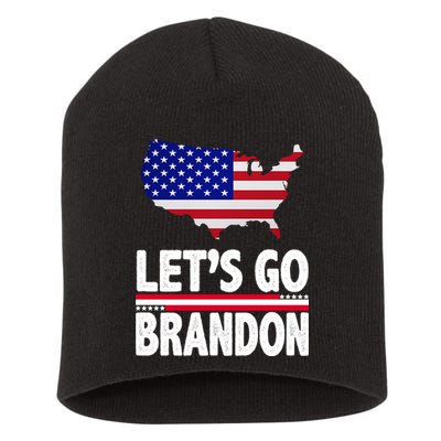 Let's Go Brandon USA American Flag Map Short Acrylic Beanie
