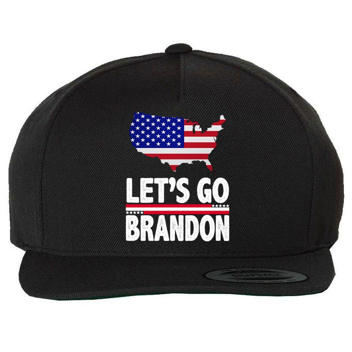 Let's Go Brandon USA American Flag Map Wool Snapback Cap