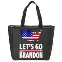 Let's Go Brandon USA American Flag Map Zip Tote Bag