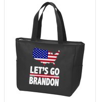 Let's Go Brandon USA American Flag Map Zip Tote Bag