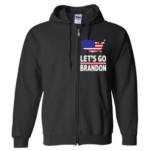 Let's Go Brandon USA American Flag Map Full Zip Hoodie