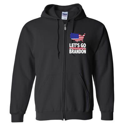Let's Go Brandon USA American Flag Map Full Zip Hoodie