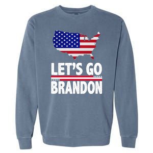 Let's Go Brandon USA American Flag Map Garment-Dyed Sweatshirt