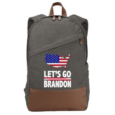 Let's Go Brandon USA American Flag Map Cotton Canvas Backpack