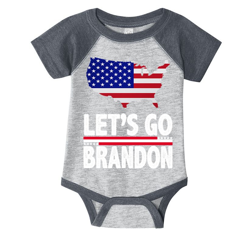 Let's Go Brandon USA American Flag Map Infant Baby Jersey Bodysuit
