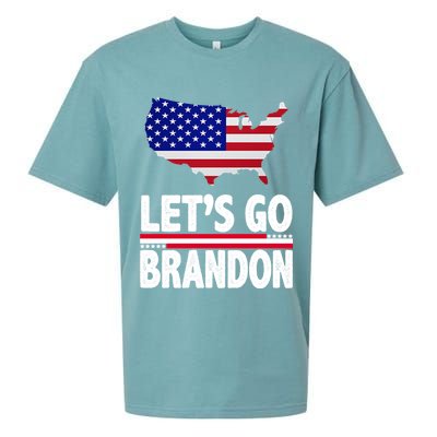 Let's Go Brandon USA American Flag Map Sueded Cloud Jersey T-Shirt