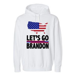 Let's Go Brandon USA American Flag Map Garment-Dyed Fleece Hoodie