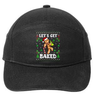 Let's Get Baked Gingerbread Man Weed Funny Christmas Cookie  7-Panel Snapback Hat