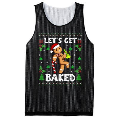 Let's Get Baked Gingerbread Man Weed Funny Christmas Cookie  Mesh Reversible Basketball Jersey Tank