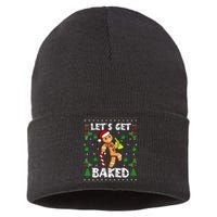 Let's Get Baked Gingerbread Man Weed Funny Christmas Cookie  Sustainable Knit Beanie