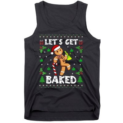 Let's Get Baked Gingerbread Man Weed Funny Christmas Cookie  Tank Top