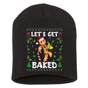 Let's Get Baked Gingerbread Man Weed Funny Christmas Cookie  Short Acrylic Beanie