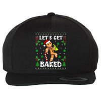 Let's Get Baked Gingerbread Man Weed Funny Christmas Cookie  Wool Snapback Cap