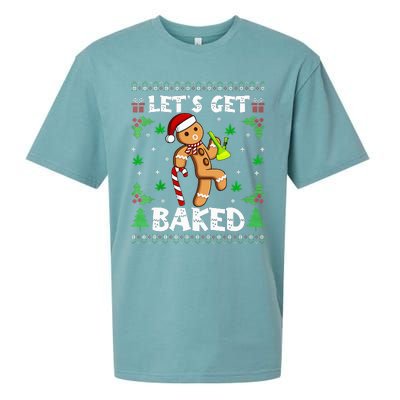 Let's Get Baked Gingerbread Man Weed Funny Christmas Cookie  Sueded Cloud Jersey T-Shirt