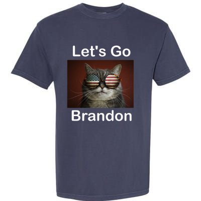 Let's Go Brandon Funny Cat With Sunglasses America Flag Garment-Dyed Heavyweight T-Shirt