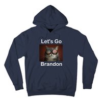 Let's Go Brandon Funny Cat With Sunglasses America Flag Hoodie