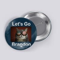 Let's Go Brandon Funny Cat With Sunglasses America Flag Button