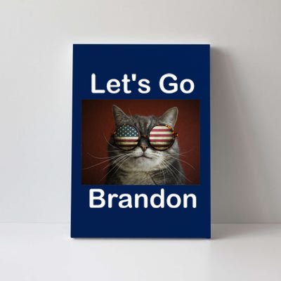 Let's Go Brandon Funny Cat With Sunglasses America Flag Canvas