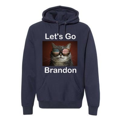 Let's Go Brandon Funny Cat With Sunglasses America Flag Premium Hoodie