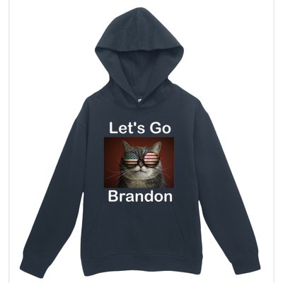 Let's Go Brandon Funny Cat With Sunglasses America Flag Urban Pullover Hoodie