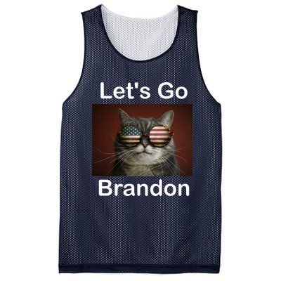 Let's Go Brandon Funny Cat With Sunglasses America Flag Mesh Reversible Basketball Jersey Tank