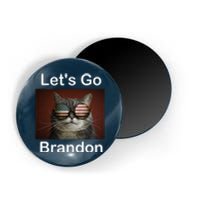 Let's Go Brandon Funny Cat With Sunglasses America Flag Magnet