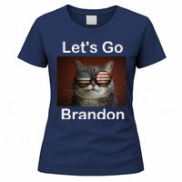 Let's Go Brandon Funny Cat With Sunglasses America Flag Women's T-Shirt