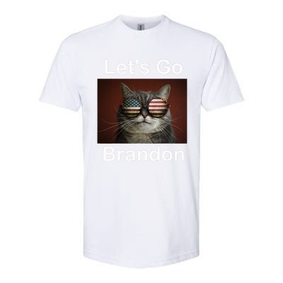 Let's Go Brandon Funny Cat With Sunglasses America Flag Softstyle CVC T-Shirt