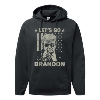 Let's Go Brandon US Flag Funny Donald Trump Performance Fleece Hoodie