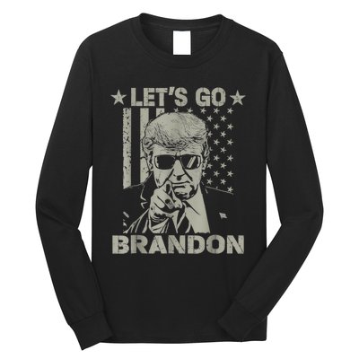 Let's Go Brandon US Flag Funny Donald Trump Long Sleeve Shirt