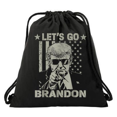 Let's Go Brandon US Flag Funny Donald Trump Drawstring Bag