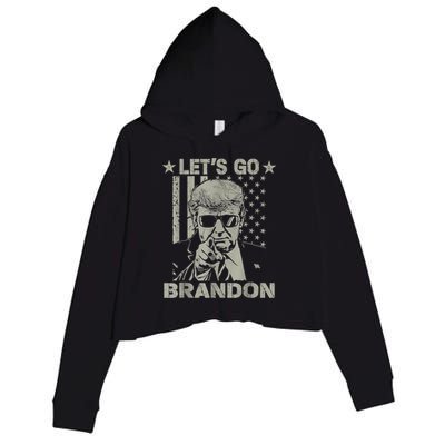 Let's Go Brandon US Flag Funny Donald Trump Crop Fleece Hoodie