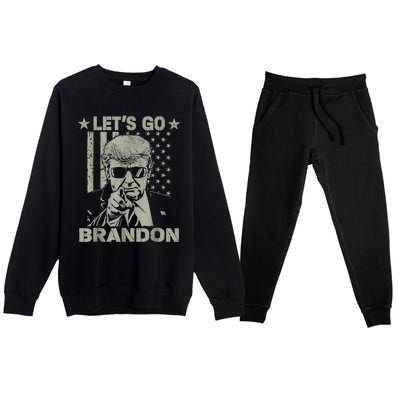 Let's Go Brandon US Flag Funny Donald Trump Premium Crewneck Sweatsuit Set