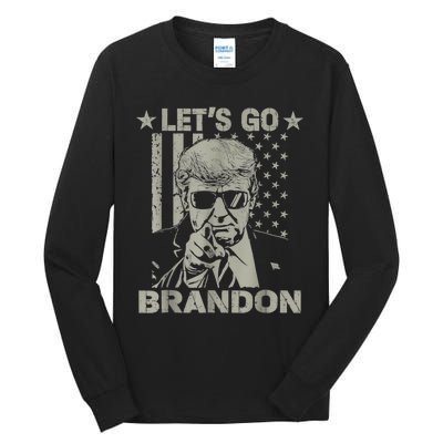 Let's Go Brandon US Flag Funny Donald Trump Tall Long Sleeve T-Shirt