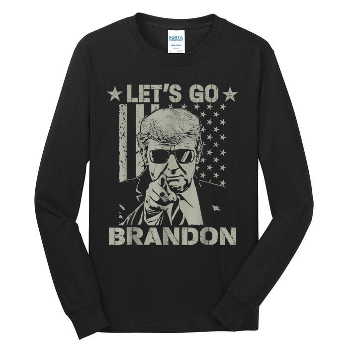 Let's Go Brandon US Flag Funny Donald Trump Tall Long Sleeve T-Shirt