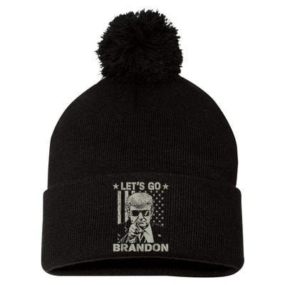 Let's Go Brandon US Flag Funny Donald Trump Pom Pom 12in Knit Beanie