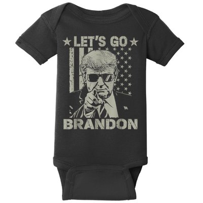 Let's Go Brandon US Flag Funny Donald Trump Baby Bodysuit