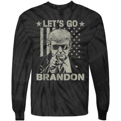 Let's Go Brandon US Flag Funny Donald Trump Tie-Dye Long Sleeve Shirt