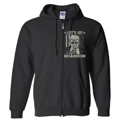 Let's Go Brandon US Flag Funny Donald Trump Full Zip Hoodie