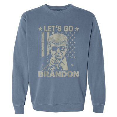 Let's Go Brandon US Flag Funny Donald Trump Garment-Dyed Sweatshirt